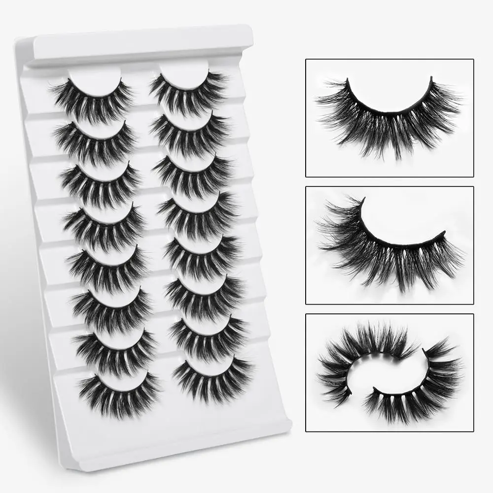 ISEEN 8 пар 3D норковые накладные ресницы натуральные пушистые драматические