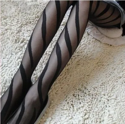 Женские пикантные колготки KASURE в полоску прозрачные сетчатые нейлоновые женские