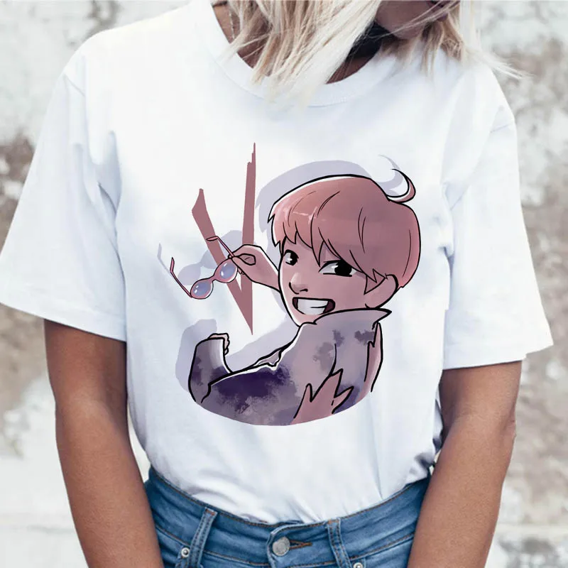 Jungkook Kpop футболка Suga J Hope Женская Jin JIMIN V Топ Футболка для K Pop корейские модные футболки забавные женские футболки K-pop - Цвет: 1287