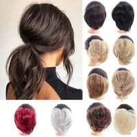 dianqi natural hair chignon heat resistant synthetic donut straight hair bread pad popular high side bun updos trends for hair