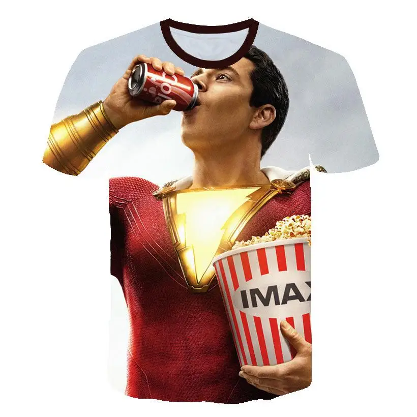 Shazam/футболки с 3D принтом Детская футболка детские топы для мужчин новинка 2019 года
