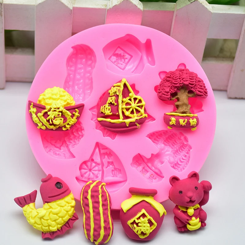 Силиконовая форма для торта Лаки кошки арахиса рыбы конфеты помадка Шоколадное