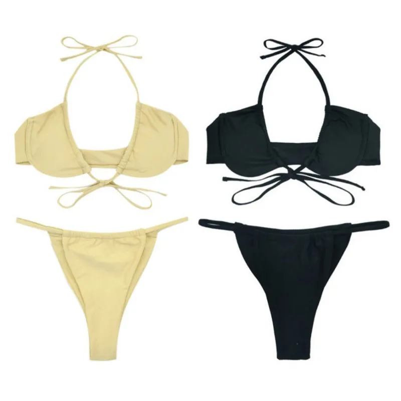 

Women Bikini Two Piece Swimsuit Sexy Bandage Halter Swimwear Push Up Bathing Suit Brazilian Biquini Summer Bikini Beachwear