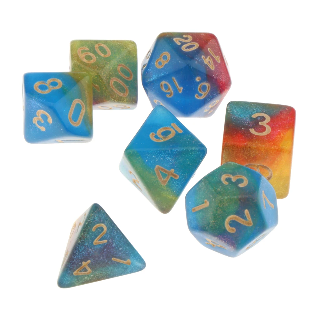 7 шт. многогранный Набор кубиков MTG DND RPG кубик для настольной игры D & ролевые