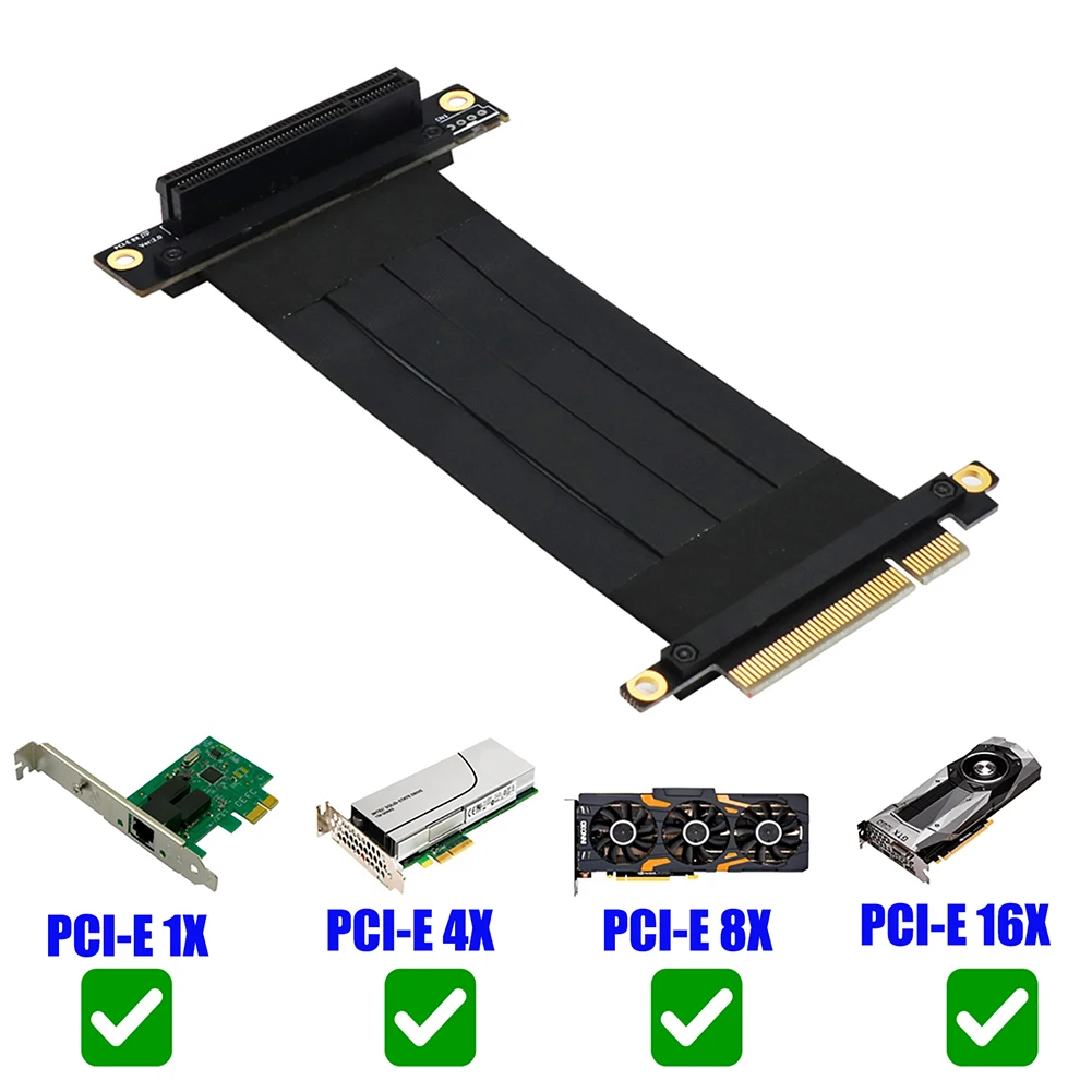 

PCI Express PCI-E 8X Slot Riser Card Extender Cable 90 Degree Right Angled Flexible PCI-E Extension Adapter Ribbon Connector
