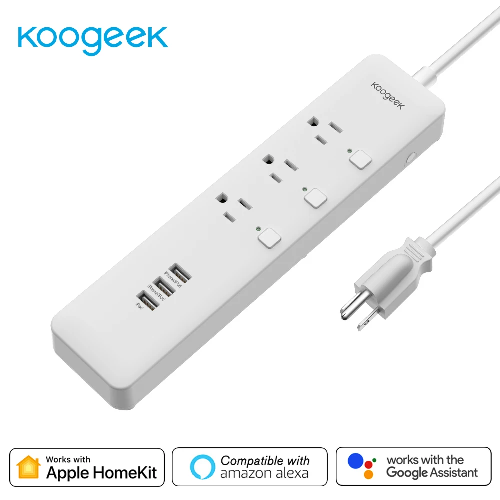 Koogeek Wi-Fi умная розетка Стабилизатор напряжения работает для Apple HomeKit /Google Assistant с