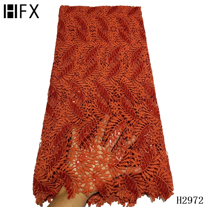 HFX сгоревшая оранжевая африканская кордная кружевная ткань 2020 тканевая шнуровка