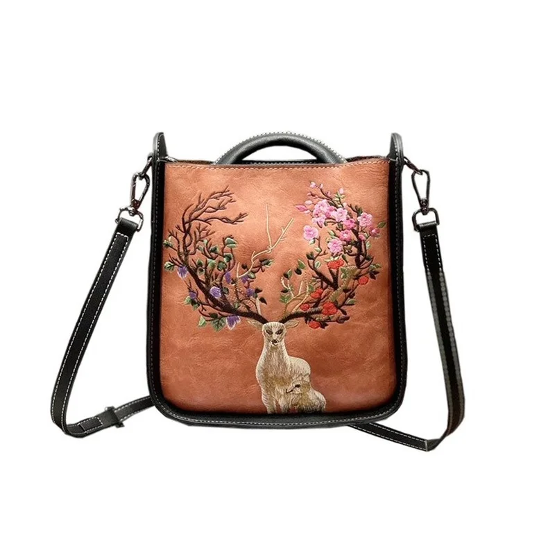 

Bags Women Retro Chinese Style PU Leather Embroidery Luxury women's Shoulder Bag Personality Women Handbag Classic Casual Bag