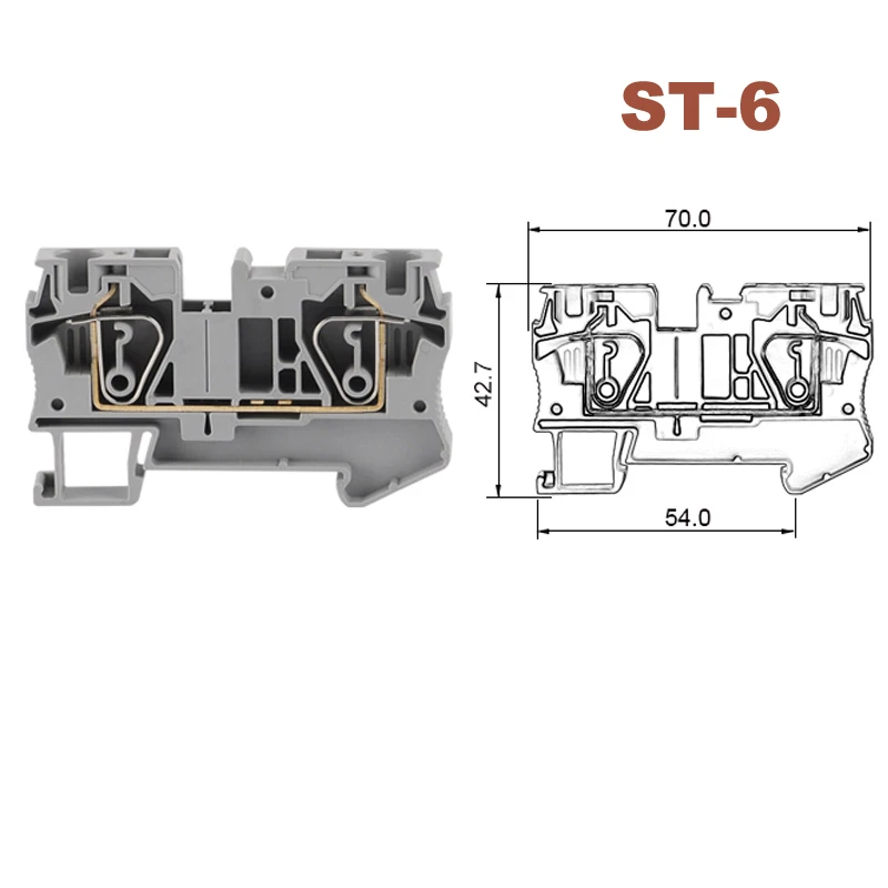 2Pcs Spring Terminal Blocks ST-10 Morsettiera Din Rail Screwless Type Terminals Block Wire Cable Connectors Copper Bornier 65A |