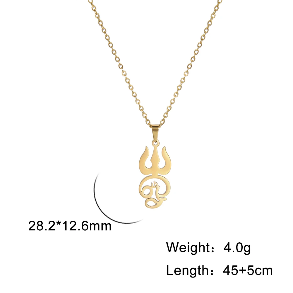 Cazador India Tamil Om Sign Pendant Necklace For Women OM Symbol Stainless Steel Chain Necklaces Indian Jewelry Traditional 2023 images - 6