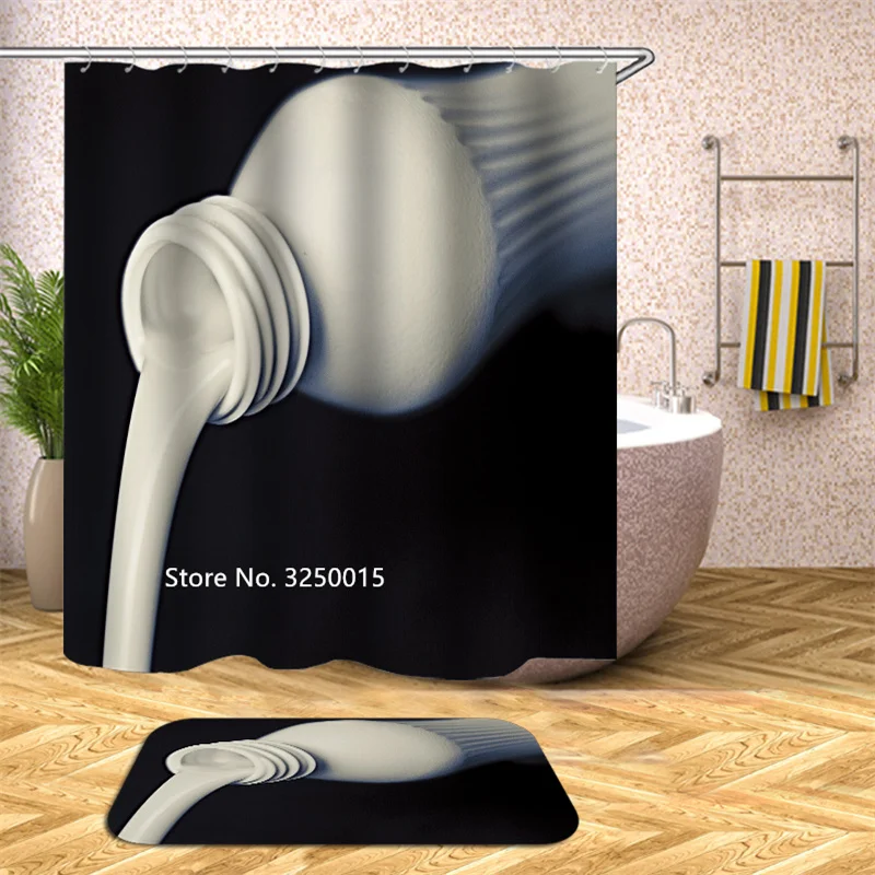 

Black and white art animal print child shower curtain bathroom shower partition waterproof and mildew proof with hook home decor