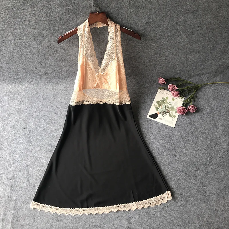 

Silk Nightdress Sexy Sleepwear for Women Lace Design Comfortable Ladies Lingerie Multi Colors for Choice Short Nightgown