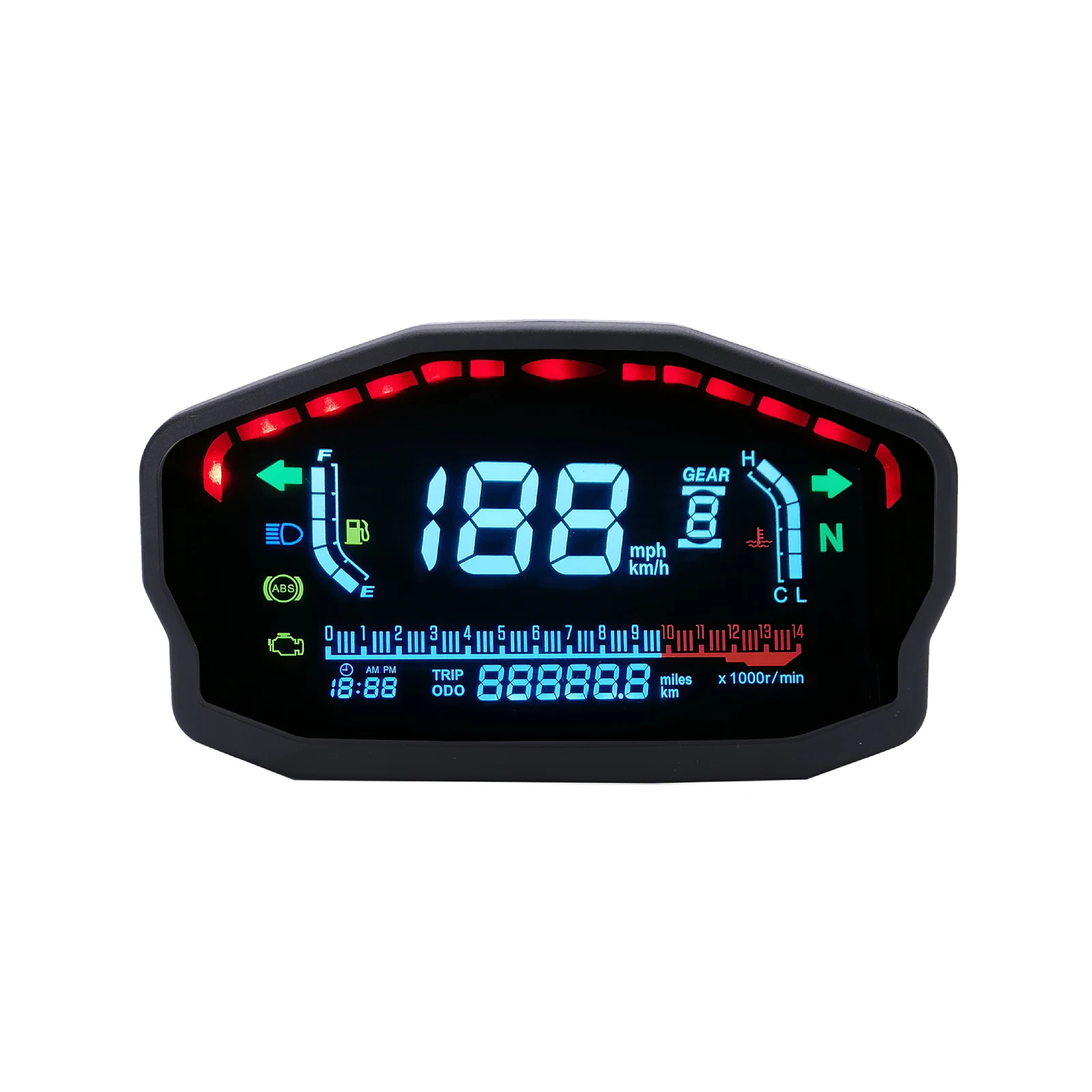 

Универсальный мотоциклетный тахометр с ЖК-экраном, спидометр, 14000R