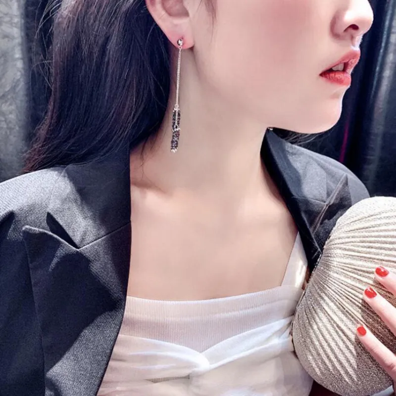 Женские сережки подвески с серебряным покрытием длинные висячие серьги