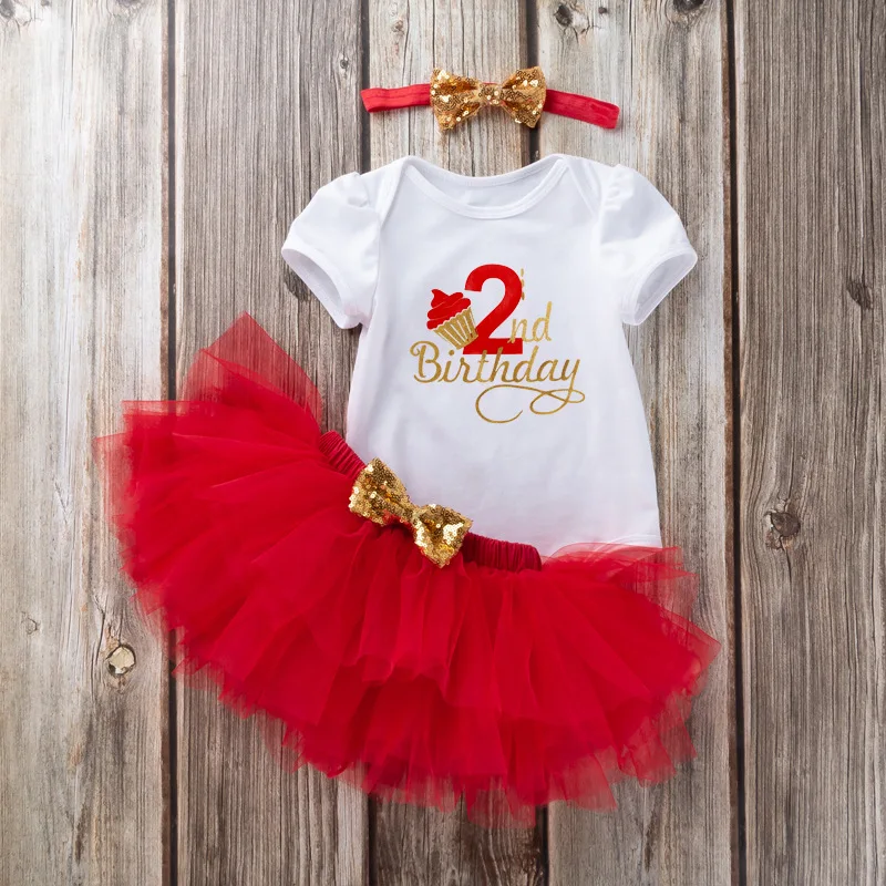 

First One Year Birthday NewBorn Baby girl Costume Romper Baby Clothes Sets 3PCS Bebe Clothing Children Infant Dress for Girl