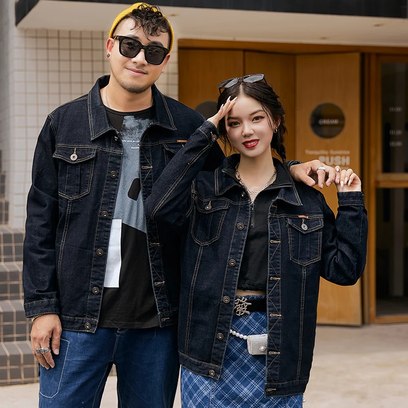 

Spring and autumn men's denim jacket New 2021 Couples wear plus size denim jacket Large size 6XL 7XL 8XL