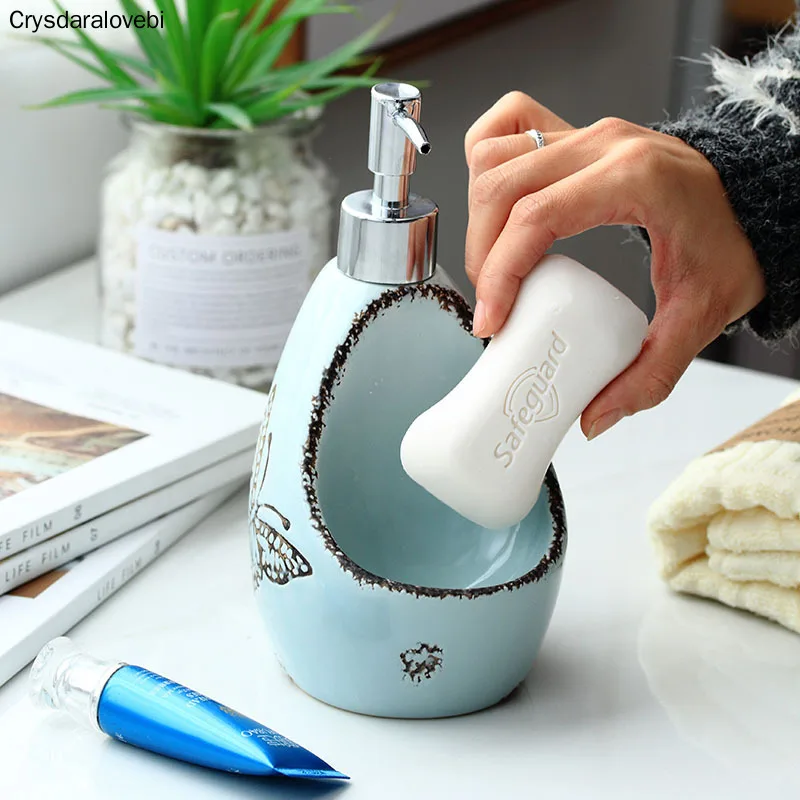 

580lm Multifunction Ceramic Liquid Soap Dispenser for Kitchen Bathroom Lotion Bottle Home Decoration Bathroom Accessories