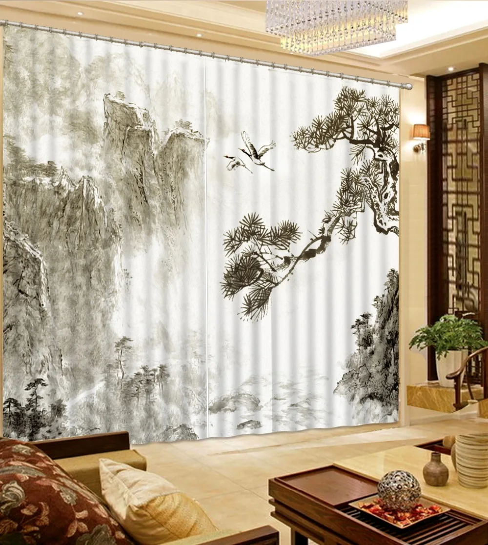 

Luxury Blackout 3D Window Curtain For Living Room grey tree 3d curtains