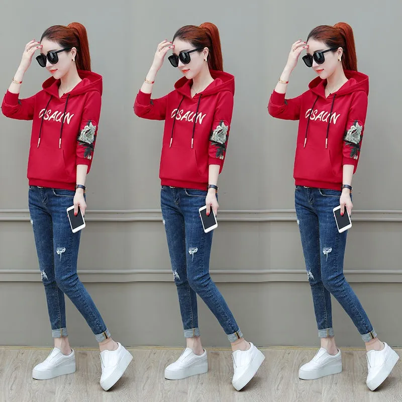 

Осенне-зимняя женская флисовая толстовка с капюшоном, свободные плотные пуловеры, повседневная женская теплая куртка с цветочным принтом Harajuku