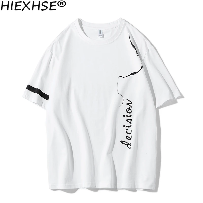 

Футболка мужская хлопковая с круглым вырезом, простая повседневная модная брендовая рубашка с принтом, лето 2021