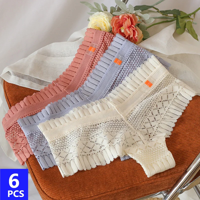 

6pcs Women's underwear Feather lace thong seamless new women sexy low waist T underwear women summer breathable buttock panties