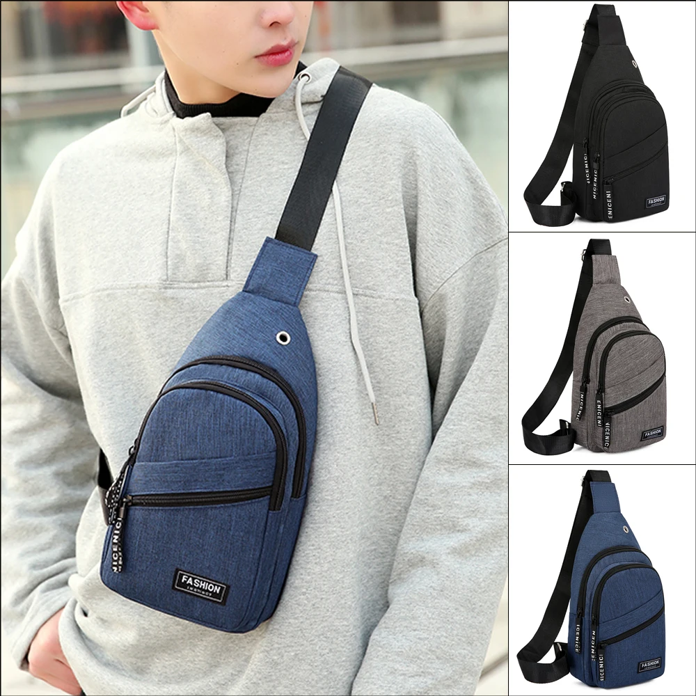 

High Quality Men Chest Bag Anti-Theft Sling Pack USB Charge Port Satchel Canvas Shoulder Bag crossbody Bags purse Sac A Main