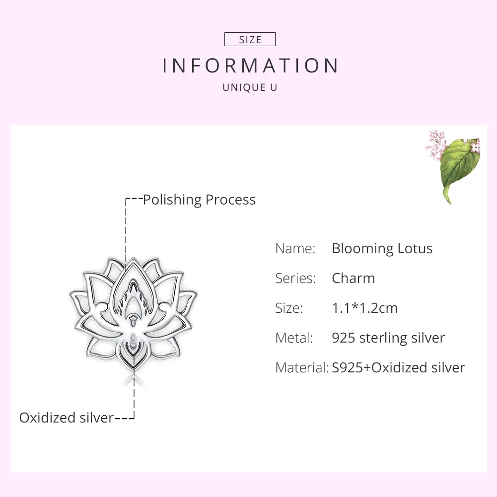 

MOWIMO Blooming Lotus Beads 925 Sterling Silver Purity Flower Charms Pendant Fit DIY Bracelet Necklace Jewelry BKC1724