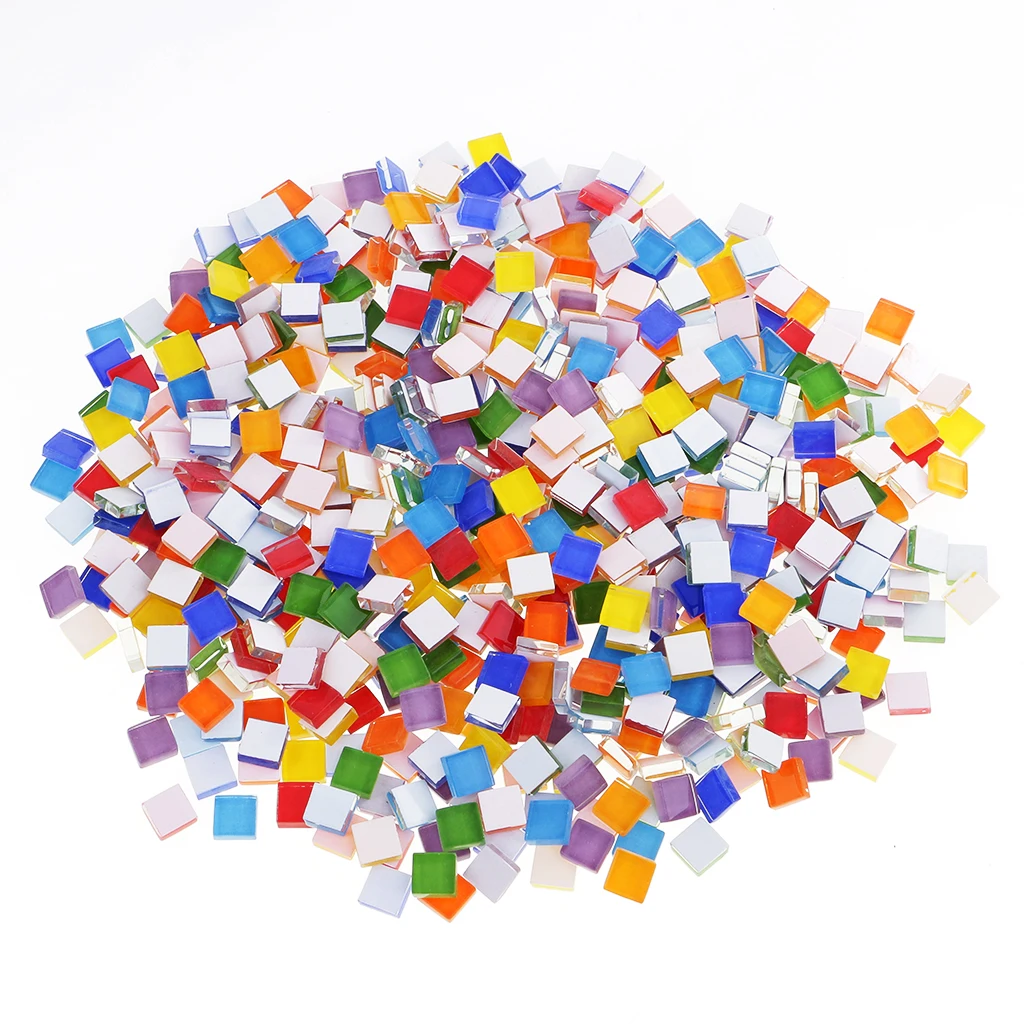 390 Pieces Assorted Color Square Glass Mosaic Tiles for DIY Making Crafts 10x10mm | Дом и сад