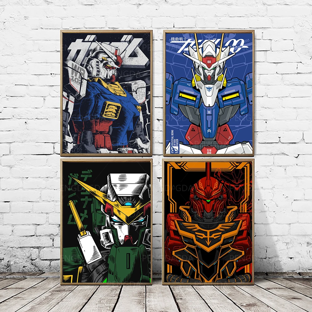 

Art Prints Movie Machine Anime Cartoon Picture Nordic Poster Gundam Painting Bandai Canvas Decor Home Bedroom Wall No Framework