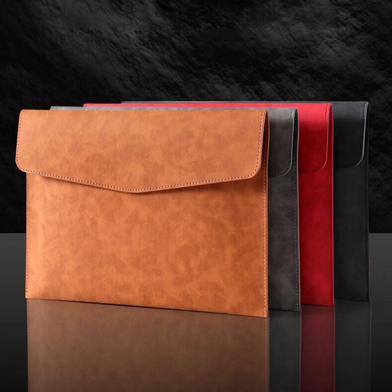 A4 PU Leather Business File Folder Large-capacity Organizer Storage Information Bag Envelope HandBag Office Stationery Accessor
