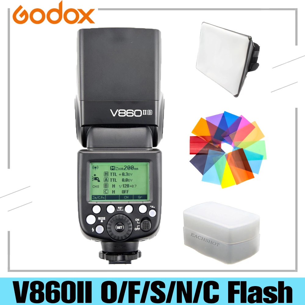 

Godox V860II-S V860II-C 860II-N V860II-F V860II-O GN60 TTL HSS Li-ion Battery Speedlite Flash for Sony Nikon Canon Olympus Fuji