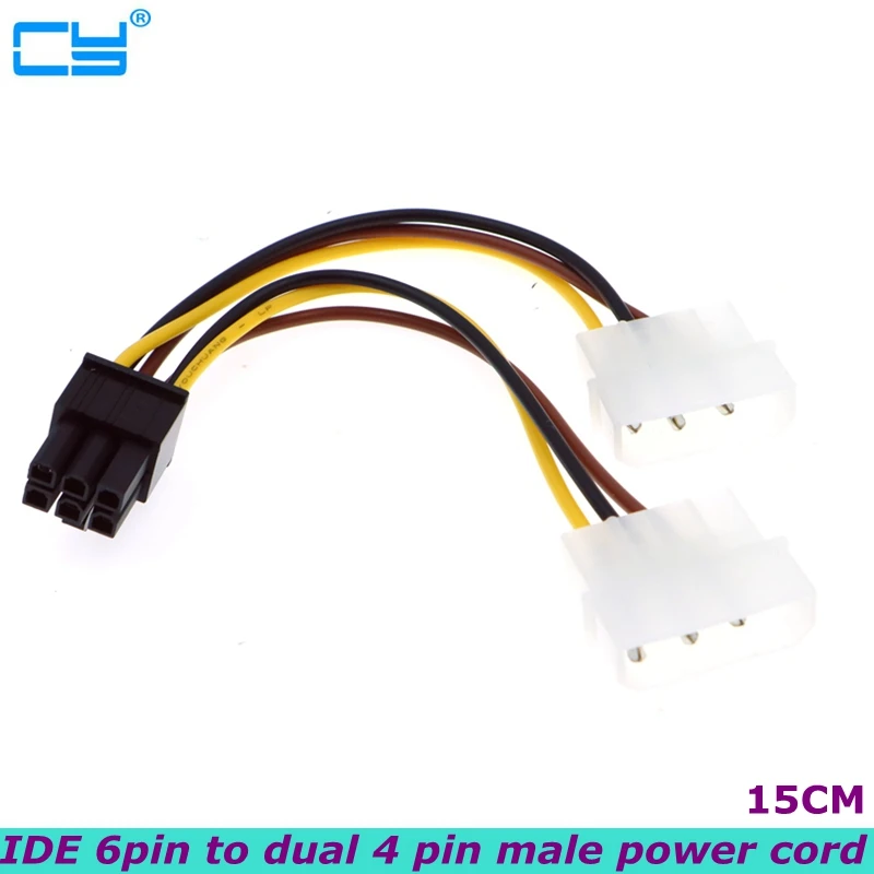 

0.15m 6 inch 2 x Molex 4 pin to 6-Pin PCI Express Video Card Pci-e ATX PSU Power Converter Cable - Molex to Pcie 6 pin Adapter