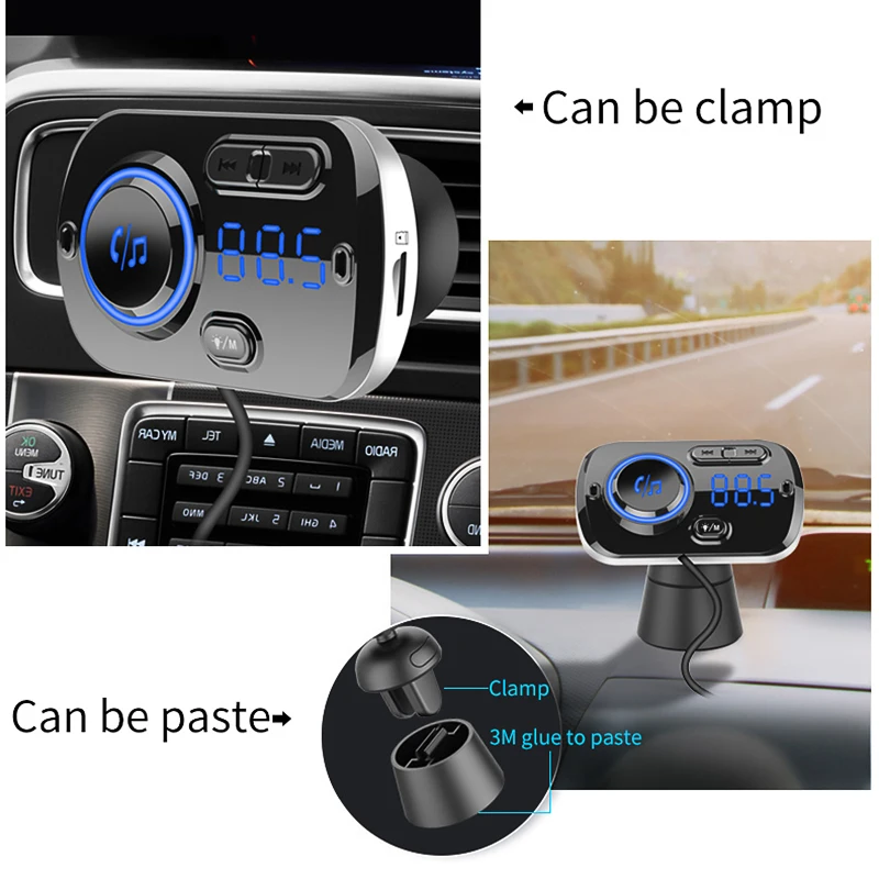 Bluetooth 5,0 fm-передатчик QC3.0 автомобильное зарядное устройство адаптер MP3-плеер двойной USB светильник для быстрой зарядки автомобильный комплект с радио/TF картой/музыкой