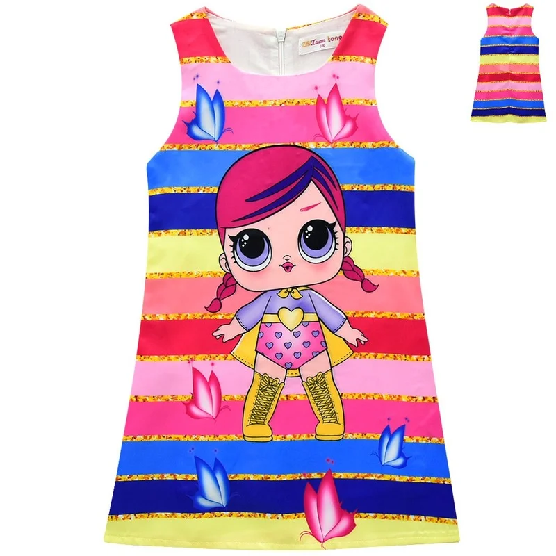 

Lol Surprise Doll New Cartoon Fashion Casual Girls Summer Dress Girls Sleeveless Dress Girls Princess Dress A-line Skirt