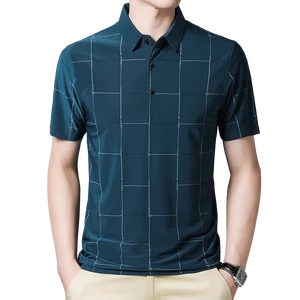 Футболка BROWON мужская с графическим принтом, Повседневная рубашка свободного покроя в клетку с отложным воротником и короткими рукавами, лето