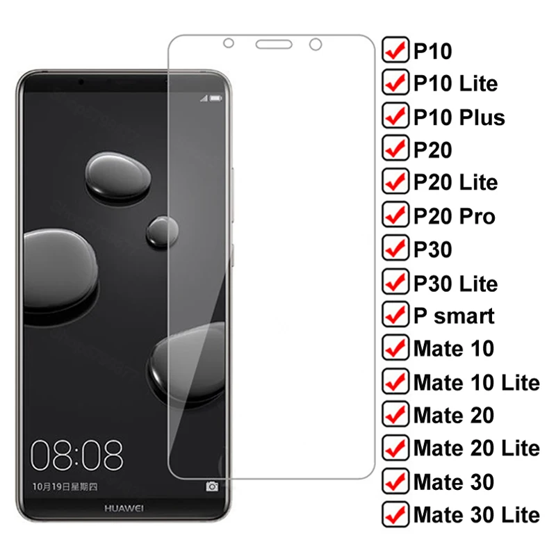 9H HD закаленное стекло для Huawei P10 Plus P20 Pro P30 Lite P Smart 2019 Защитная пленка экрана Mate 10 20 30