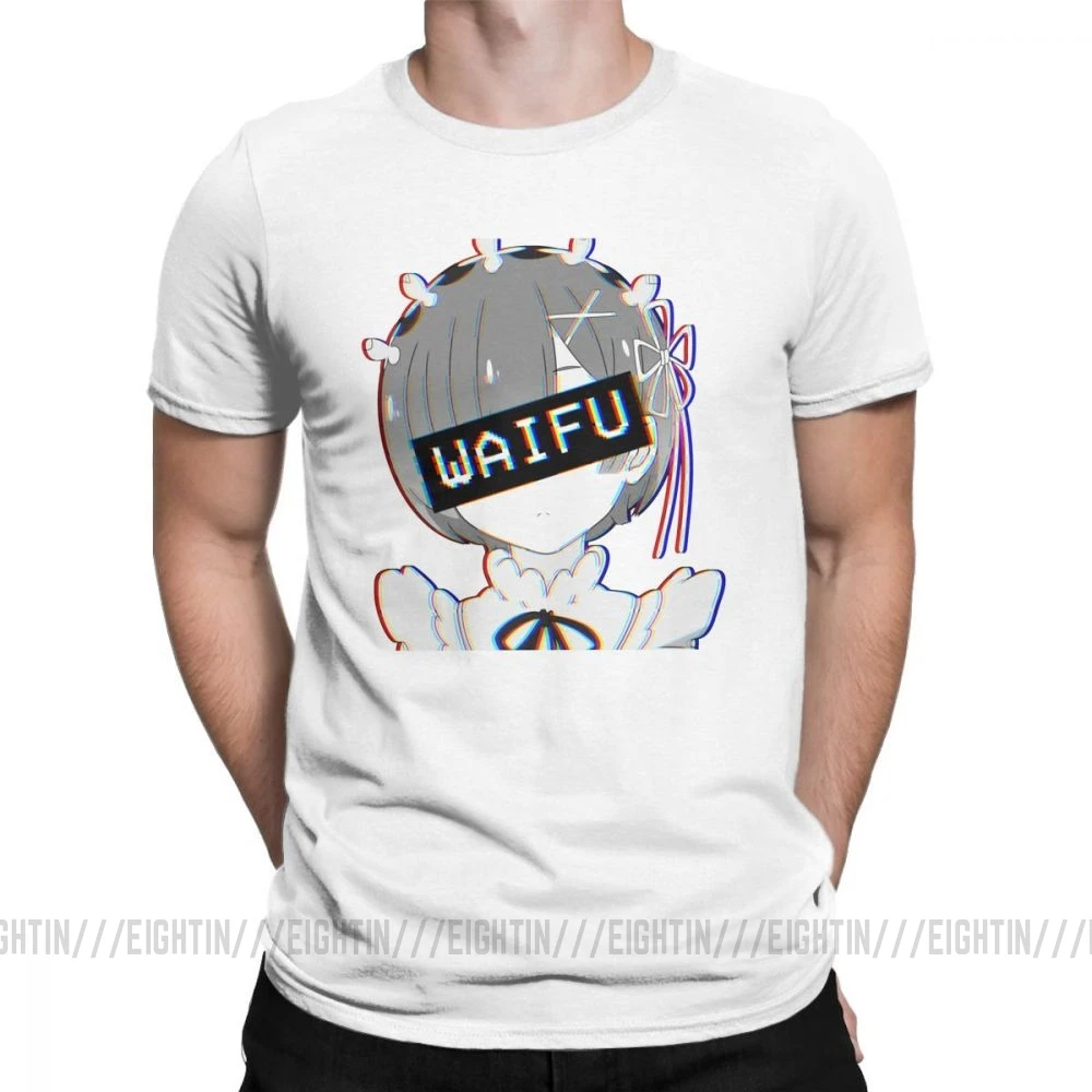 Мужские футболки Rem Waifu японские лоли милые сексуальные футболки Vaportrash Новинка топы с короткими рукавами Чистый хлопок футболка дизайн - Цвет: Белый