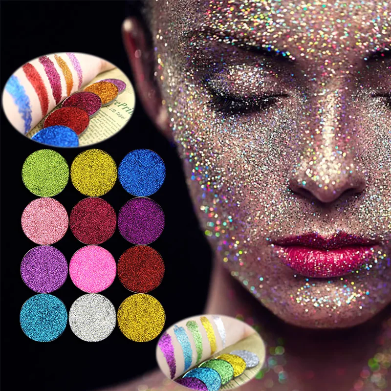 12 цветов блестящие тени для век телесные чехол макияжа женские пудра пигментные