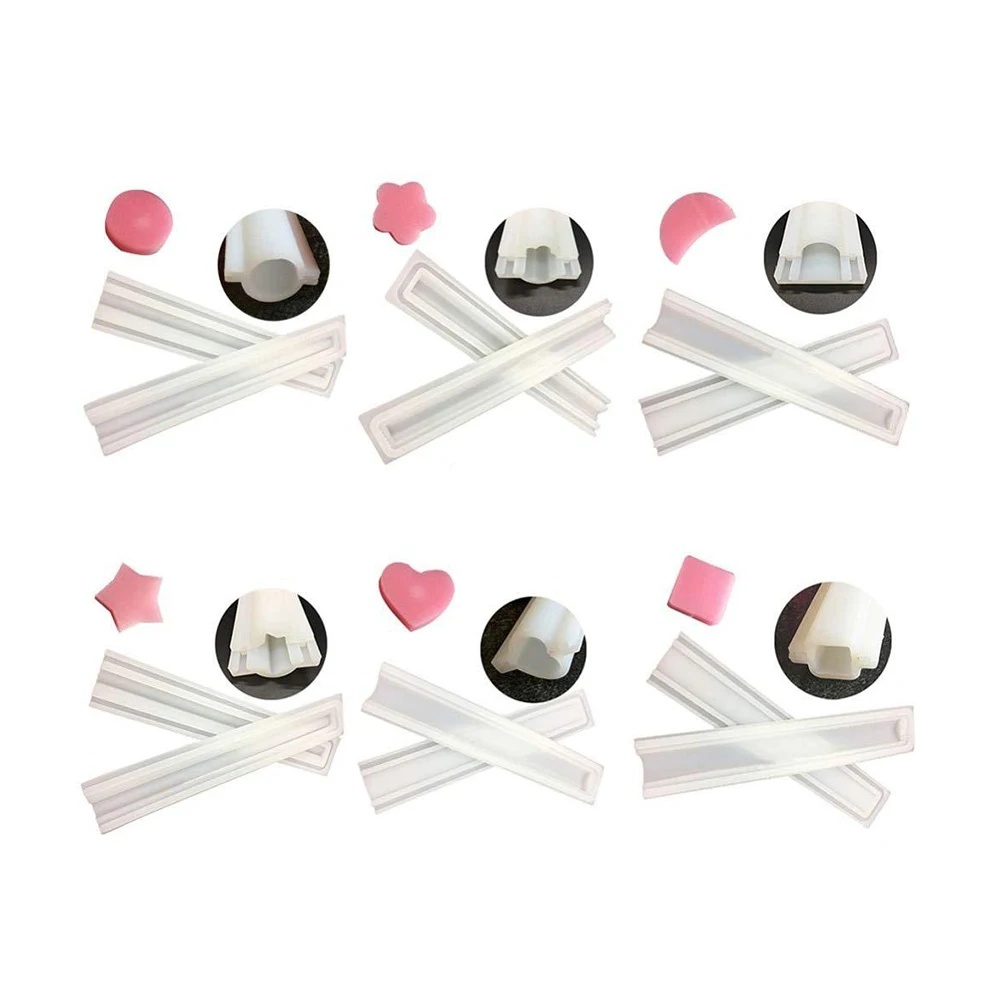Silicone DIY Round Tube Heart-shaped Five-pointed Star Cylindrical Square Moon Plum Shape Candle Soap Chocolate Long Mold | Дом и сад