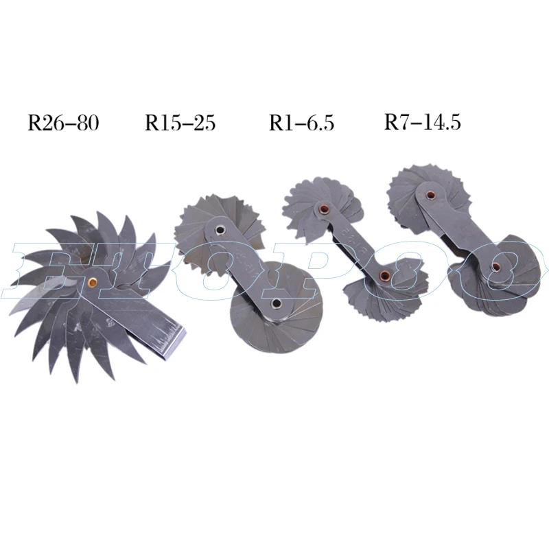 4 шт. набор датчиков радиуса R0.3-1.5/R1-7mm/R7.5-15 мм/R15.5-25 мм R1-6.5 из нержавеющей стали 7-14,5 15-25 26-80 вогнутые выпуклые дуговые инструменты - Цвет: R1-80 4pcs
