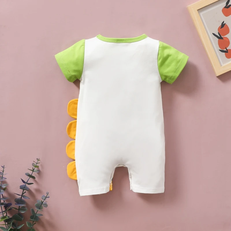 Summer Cartoon Baby Boy Girl Rompers Cute Animals Pattern Short Sleeved Shorts Clothes Infant Cotton Jumpsuit Outfit Clothing Newborn Knitting Romper Hooded 