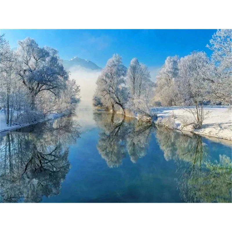 

Full Square Diamond Painting New Landscape Diamond Embroidery Cross Stitch Winter Rhinestones Mosaic Decor for Home