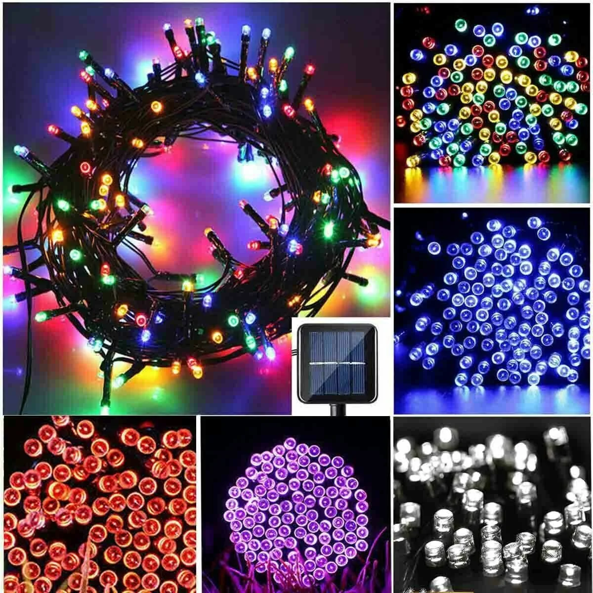 

2021 LED Blue Solar Fairy Lights Outdoor Lighting Waterproof Patio String Lights