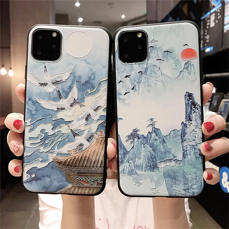 3D Матовый чехол с тиснением для iPhone 7 Чехол 6 6S 8 Plus X 5 5S SE 10 11 Pro XS Max XR TPU задняя крышка
