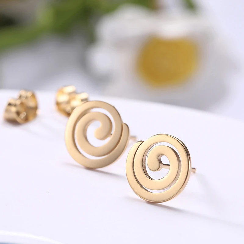Серьги для маленьких девочек золотые минималистичные геометрические Спиральные