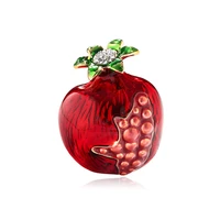 enamel fruit red pomegranate shape brooch pin gold plated for women jewerly decorations party