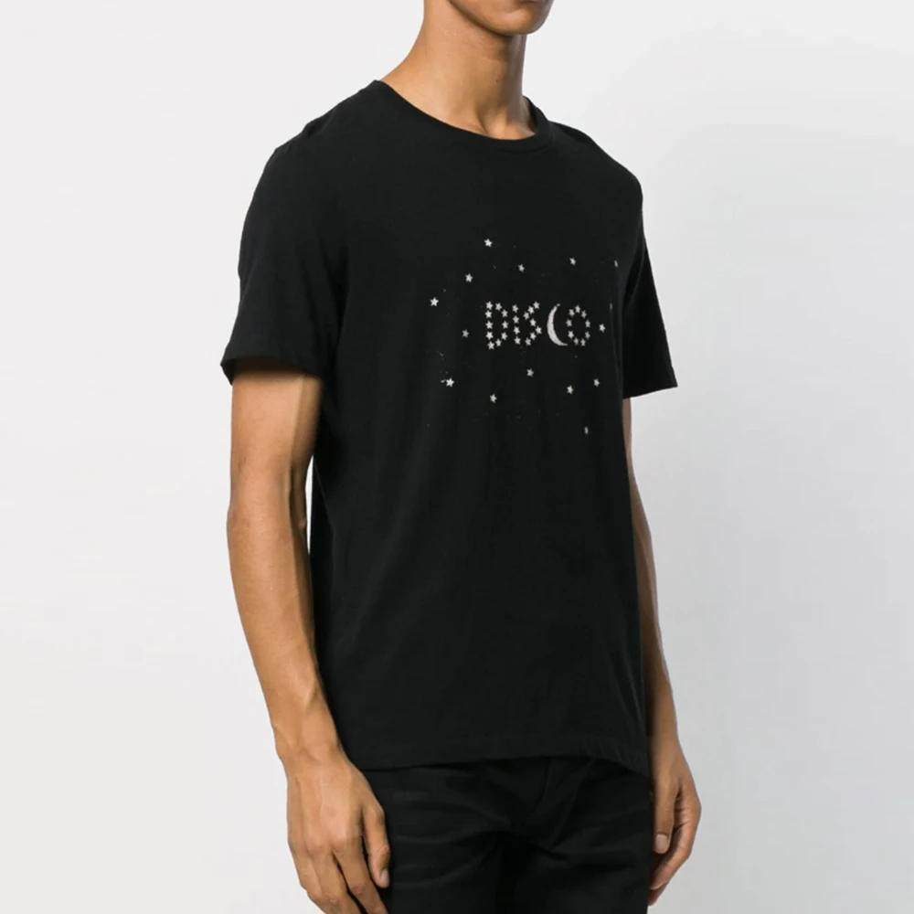 

Men's Summer 100% Cotton t-shirt with Black and white Disco star print cotton T-shirt D|419202513