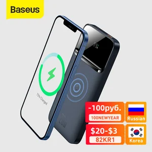 baseus power bank 10000mah wireless charger magnetic wireless quick charging powerbank external battery for iphone 13 12 pro free global shipping