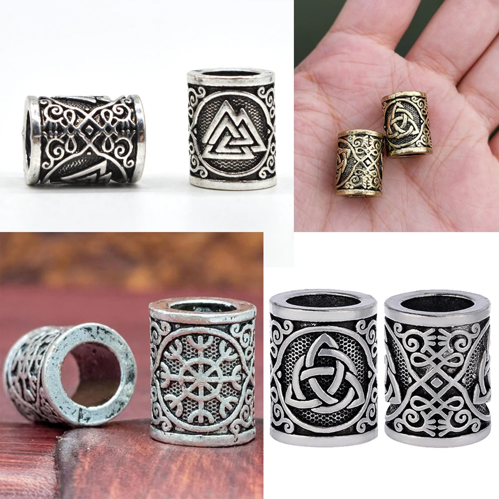 

Vikings Runes Loose Beads Spacer Beads Lanyard Beaded for Hair Necklace Accessories Connector for Jewelry Pendant Large Aperture