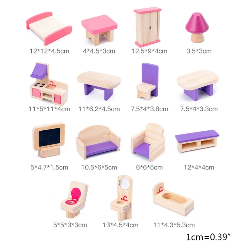 

Kids Girl Toy Miniature Furniture Play House Toy For Dolls Wooden Dollhouse Furn XX9E